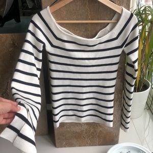 Black & White Off The Shoulder Sweater